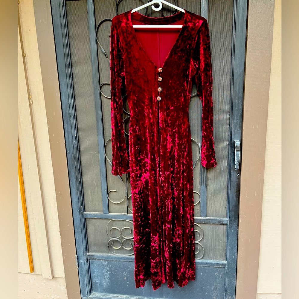 Vintage Betsey Johnson red velvet dress/cloak